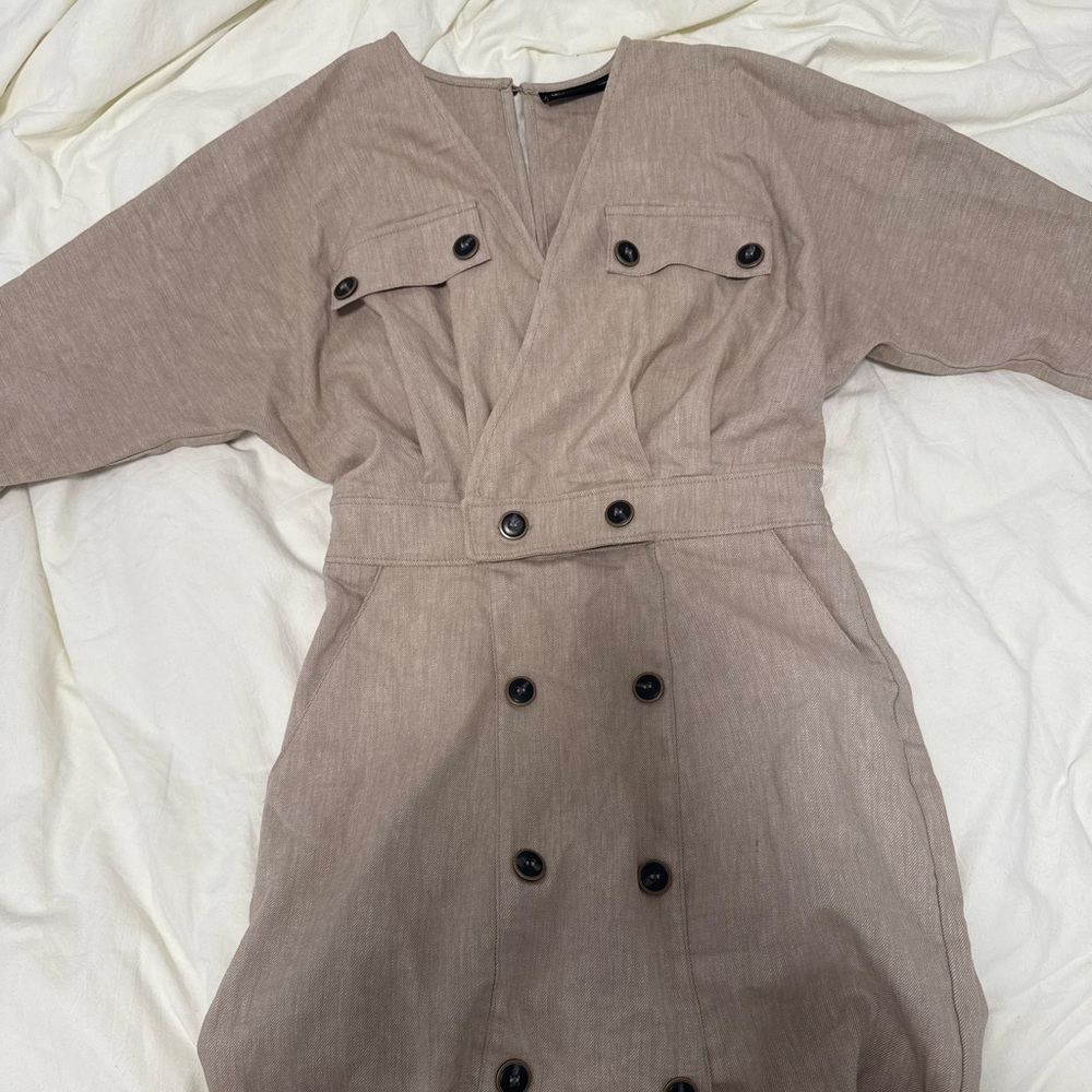 New York & Company Beige Textured Dress